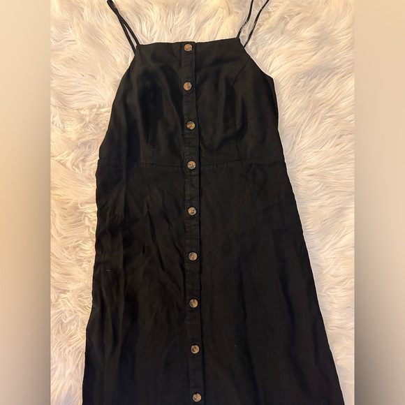 Old Navy black below knee dress with buttons down front size: M - Picture 3 of 4